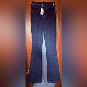 Spanx Shape Original Everywhere Flare Raw Indigo Wash High Rise Jeans